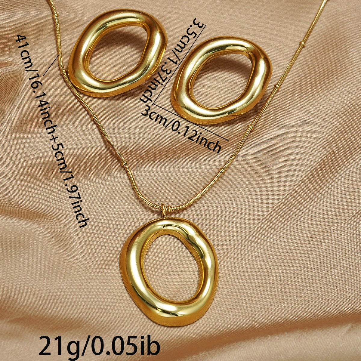Auravelle Irregular Round Necklace & Earrings Set – Bold Elegance with a Modern Twist