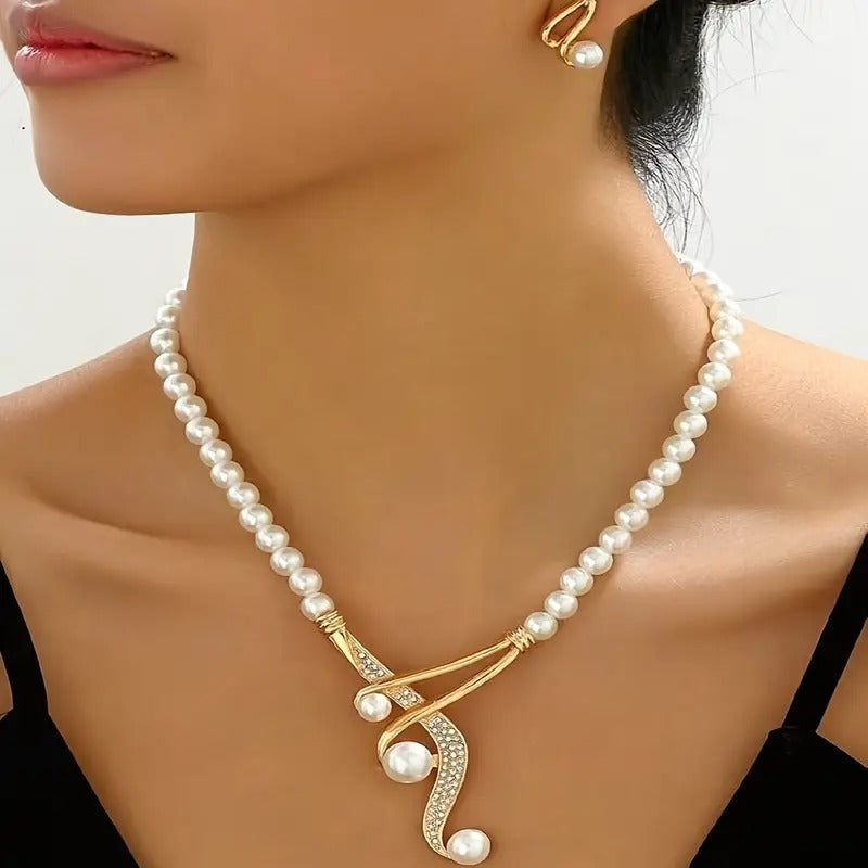 Celeste Elegance Pearl Necklace Set Timeless Sophistication with Modern Charm