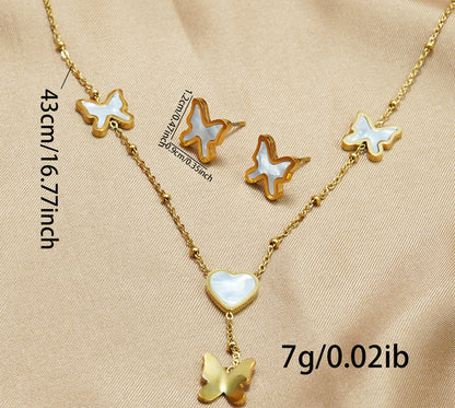 Auravelle Butterfly Necklace & Earrings Set – Grace in Every Detail