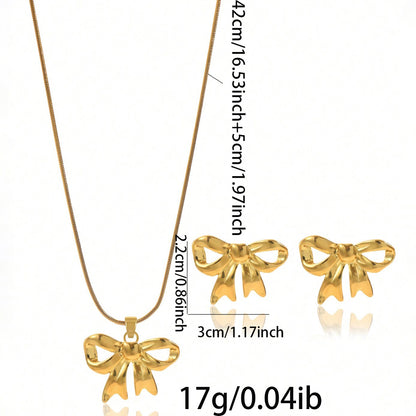 Auravelle Bow-Shaped Jewelry Set – A Feminine Touch of Elegance