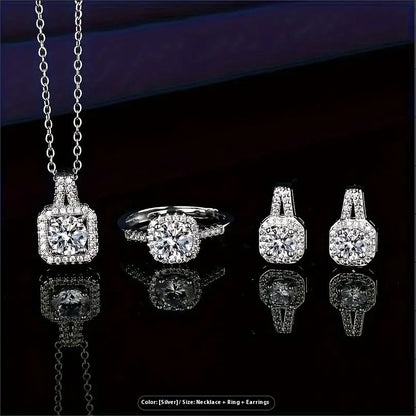 Sterling Silver Natural Stone Earrings With Necklace & Ring