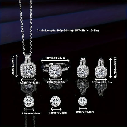 Sterling Silver Natural Stone Earrings With Necklace & Ring