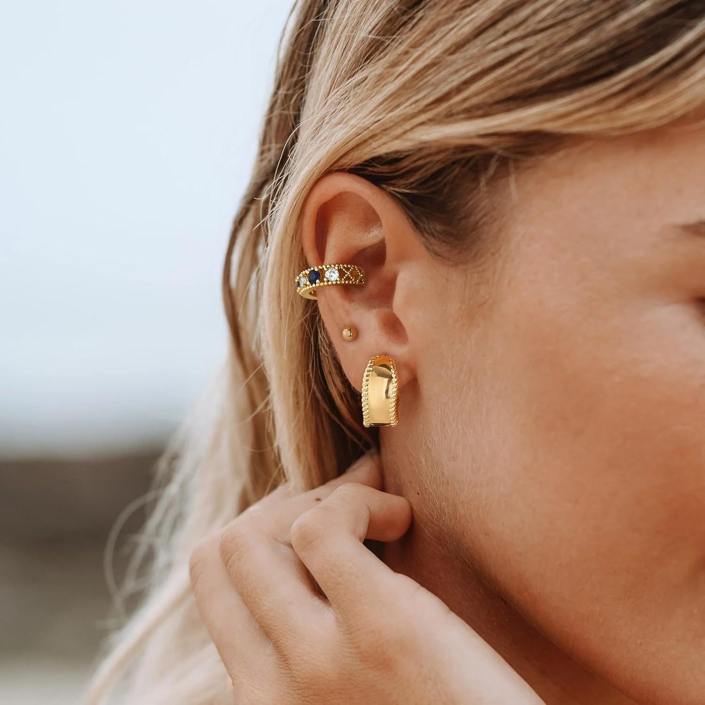 Auravelle Gold & Silver Dual-Tone Stud Earrings Set – Timeless Elegance, Everyday Versatility