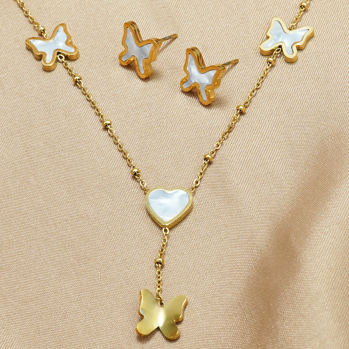 Auravelle Butterfly Necklace & Earrings Set – Grace in Every Detail