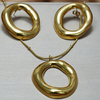 Auravelle Irregular Round Necklace & Earrings Set – Bold Elegance with a Modern Twist