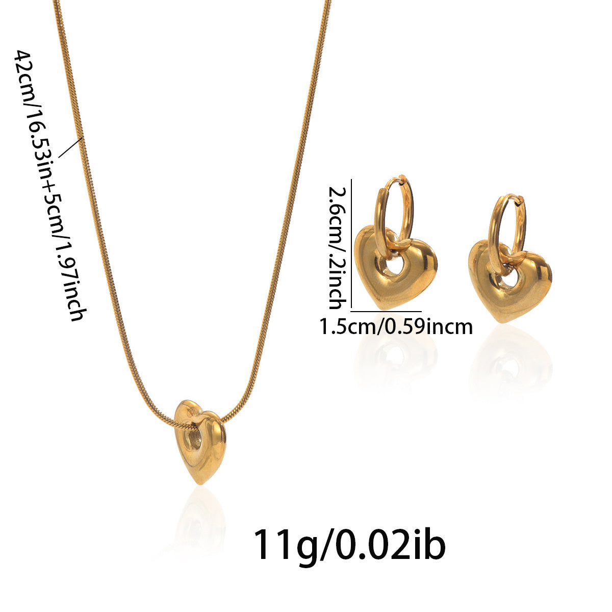 Auravelle Hollow Heart Necklace & Earrings Set – A Symbol of Modern Romance