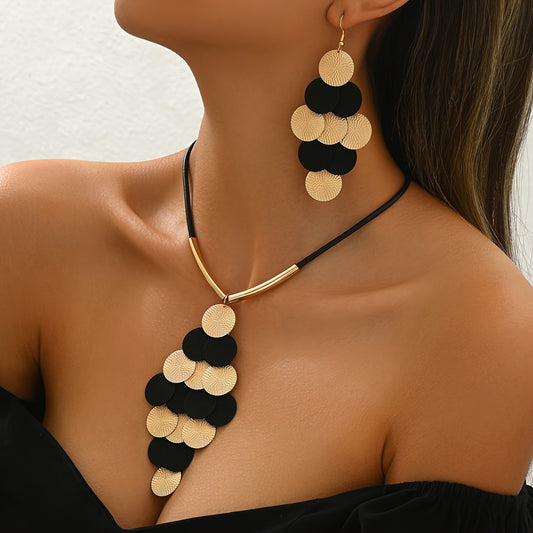 Auravelle Bold Statement Pendant & Earring Set – Handmade Artistic Expression