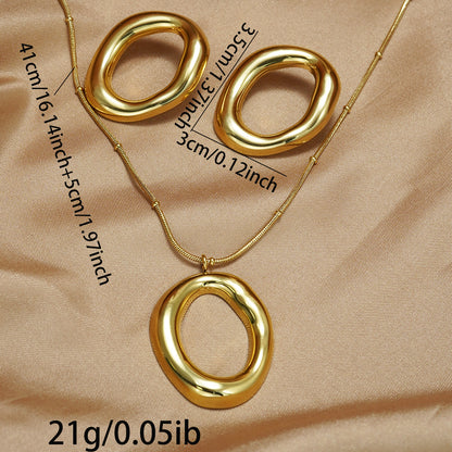 Auravelle Irregular Round Necklace & Earrings Set – Bold Elegance with a Modern Twist