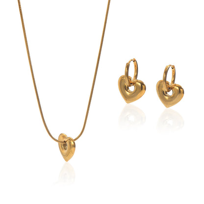 Auravelle Hollow Heart Necklace & Earrings Set – A Symbol of Modern Romance